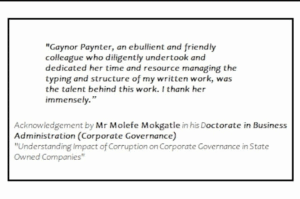 Gayor Paynter reference from Molefe Mokgatle