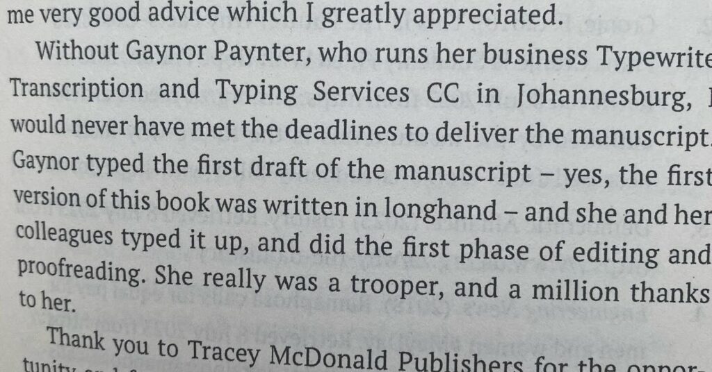Reference from Phumlani Majozi to Gaynor Paynter Typewrite 
